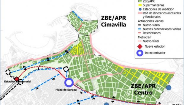 Mapa de la Zona de Bajas Emisiones de Gijón, ya en activo