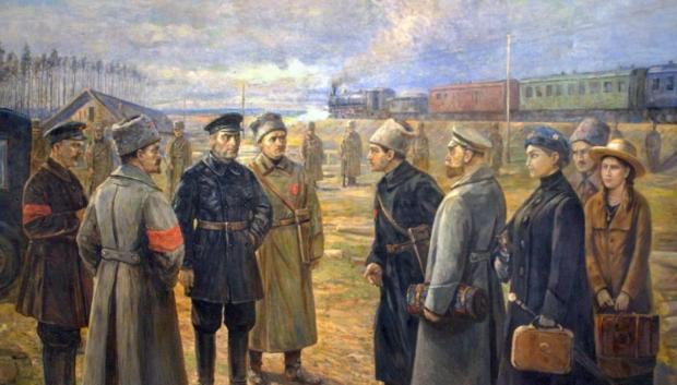 Transferencia de la familia Romanov al Consejo de los Urales. Artista V. N. Pchelin . 1927