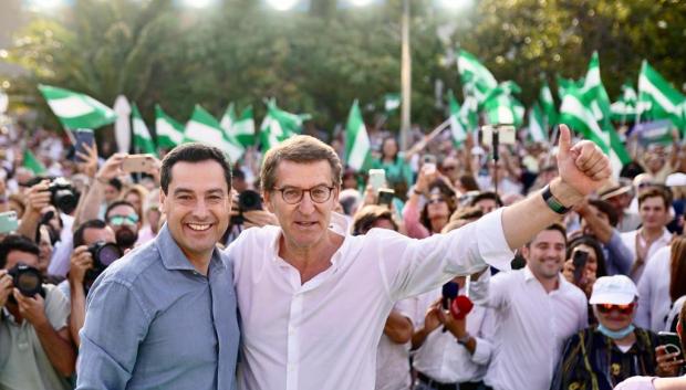 Juanma Moreno y Alberto Núñez Feijóo de campaña