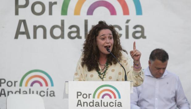 Inmaculada Nieto, candidata de Por Andalucía a la presidencia de la Junta andaluza, durante el acto de cierre de campaña del pasado viernes