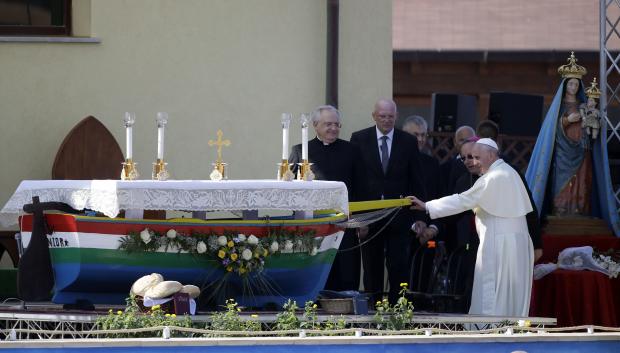 Pope Francis during his visit to the island of Lampedusa, southern Italy, Monday July 8, 2013.