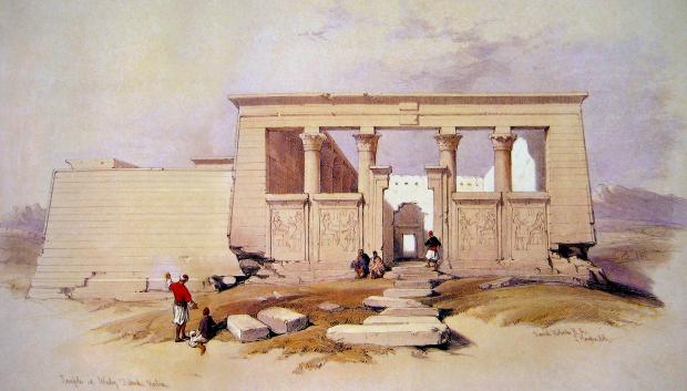 Litografía del templo de Debod realizada por David Roberts, 2 de noviembre de 1838