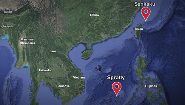 Tanto las islas Spratly (sur) como Senkaku (norte) son claves para China en su dominio del mar