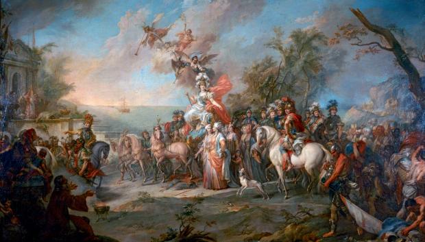 Alegoría de la victoria de Catalina sobre los turcos (Stefano Torelli, 1772)
