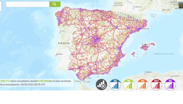 Mapa de la cobertura en España