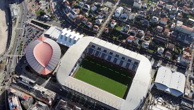 Vista aérea del estadio municipal Abanca-Riazor