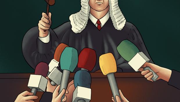 Ilustración: Justicia, medios de comunicacion, juicio