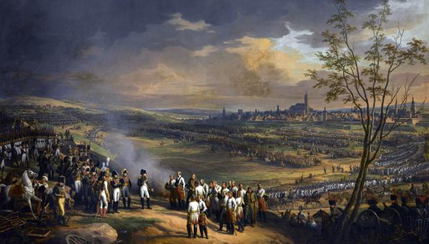 Napoleón acepta la rendición del general Mack y del ejército austríaco en Ulm. Pintura de Charles Thévenin