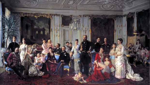 Cristián IX con su familia en el Palacio de Fredensborg en 1883 de Laurits Tuxen