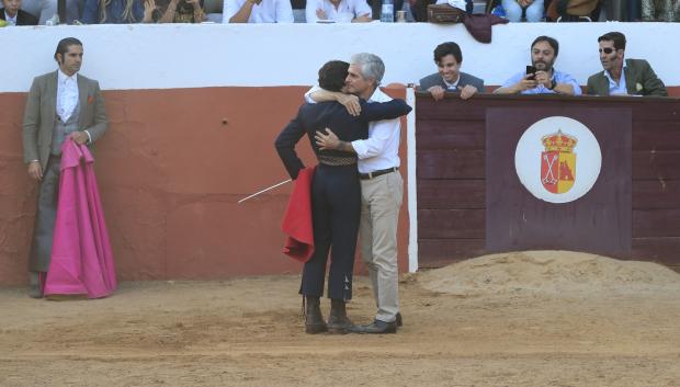 El politico Adolfo Suárez Illana y su hijo Adolfo Suárez Flores durante el Festival Taurino de Povedilla 2019,  Albacete.
06/10/2019