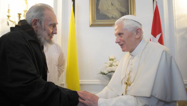 Pope Benedict XVI meets with Fidel Castro in Havana, Wednesday, March 28, 2012.