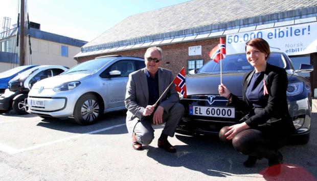 Noruega en la celebración de la venta del coche eléctrico número 50.000