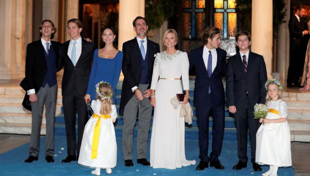 PAblo de Grecia and Marie-Chantal Miller during wedding of Philippos of Greece and Denmark and Nina Flohr in Athenas on Saturday, 23 October 2022.
