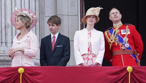 Sophie Countess of Wessex, James Viscount Severn, Lady Louise Windsor, and the Prince Edward , Earl of Wessex during the Trooping the Colour ceremony in London, Thursday June 2, 2022, on the first of four days of celebrations to mark the Platinum Jubilee.