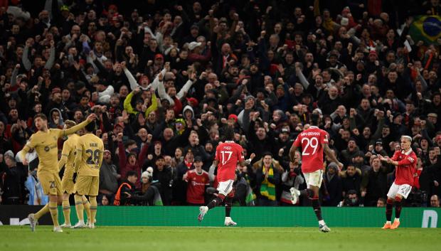 Los jugadores del Manchester United celebran el gol del empate