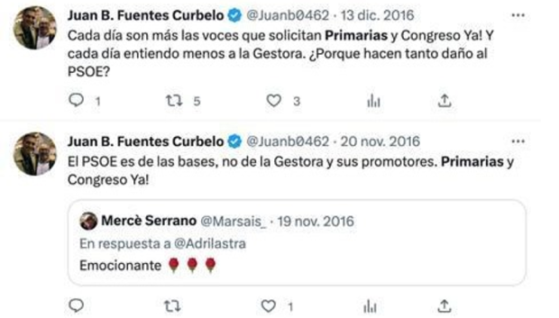 Juan Bernardo Fuentes Curbelo defendió unas primarias cuando Sánchez salió del PSOE