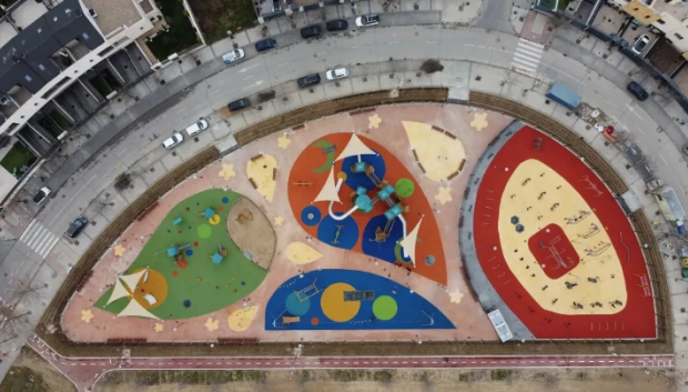 Vista aérea del parque infantil de Leganés