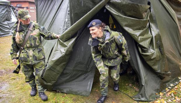 Crown Princess Victoria participates in an exercise with the Swedish Home Guard in Salenfjallen, Sweden, Sept. 29, 2021