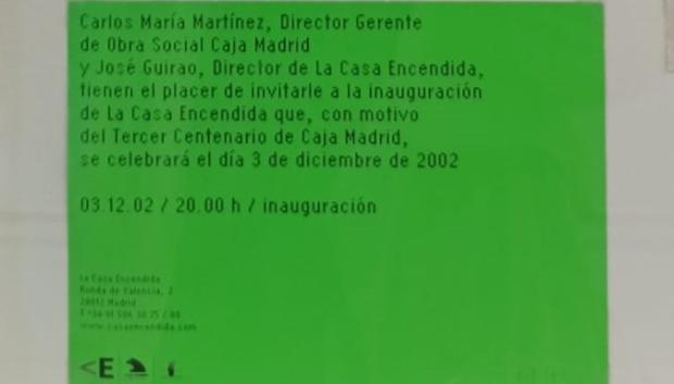 Invitación a la inauguración de La Casa Encendida, 2002