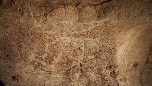 Los grabados corresponden al período calcolítico-bronce y están dispuestos en un panel de ocho metros de largo