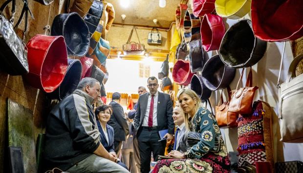 Queen Maxima visiting the medina local market the souk, Rabat, Morocco on March 21, 2023, during the second day of the visit