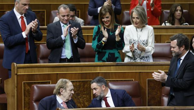 Los diputados de Vox aplauden a Ramón Tamames