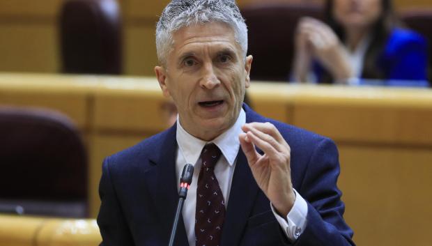 El ministro del Interior, Fernando Grande-Marlaska, interviene la sesión de control al Gobierno en el Senado