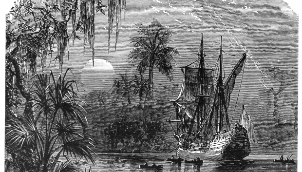 Expedición de Ponce de León en Florida, según un grabado de 1885