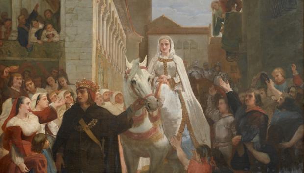 Manifestación del rey Enrique IV de Castilla al pueblo segoviano. El Rey de Castilla entra en Segovia en compañía de su hermanastra Isabel