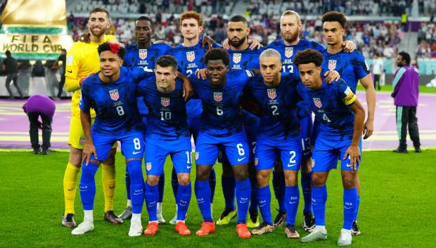 El equipo estadounidense en un partido de la Copa del Mundo en Qatar