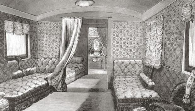Interior del vagón utilizado por la reina Isabel II