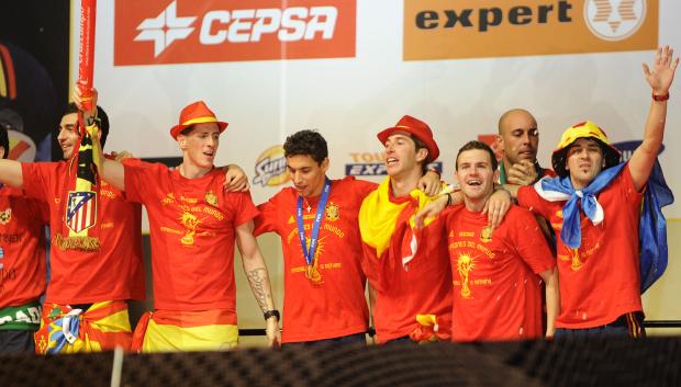 Jesús Navas, en el centro de la imagen, fue parte de la España campeona del mundo