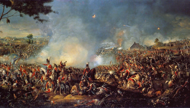 La batalla de Waterloo, óleo de William Sadler