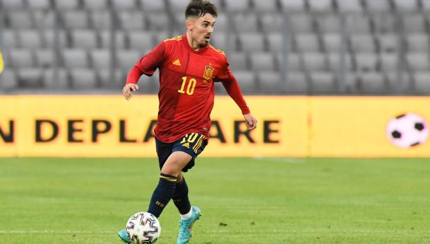 Rodri Sánchez, en un partido con la selección española sub 21