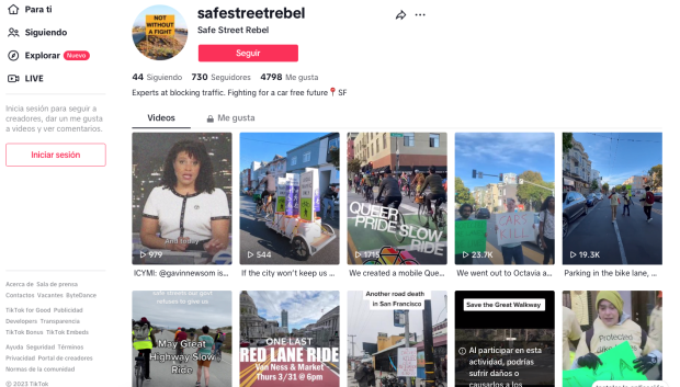 Imagen del Tik Tok de los activistas, donde cuelgan sus acciones