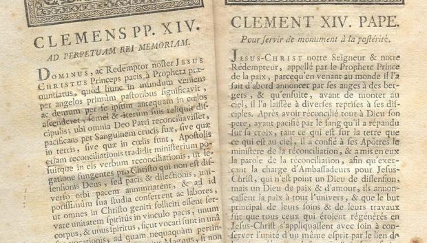 'Dominus ac Redemptor', la bula de supresión de los jesuitas por parte de Clemente XIV