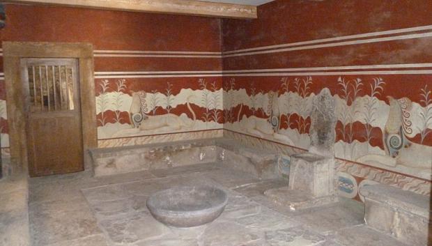 El salón del trono, donde el rey minoico recibía las visitas