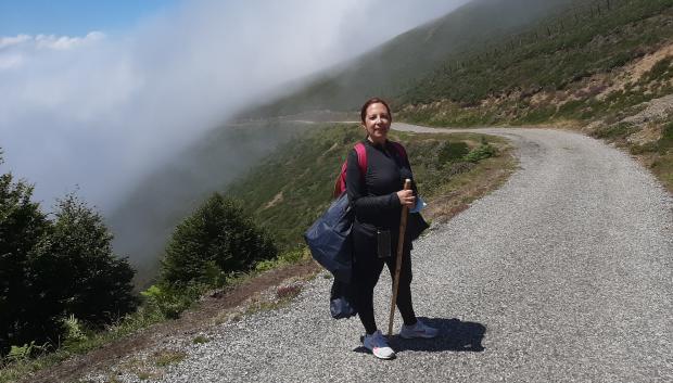 La autora, en el Camino de Santiago