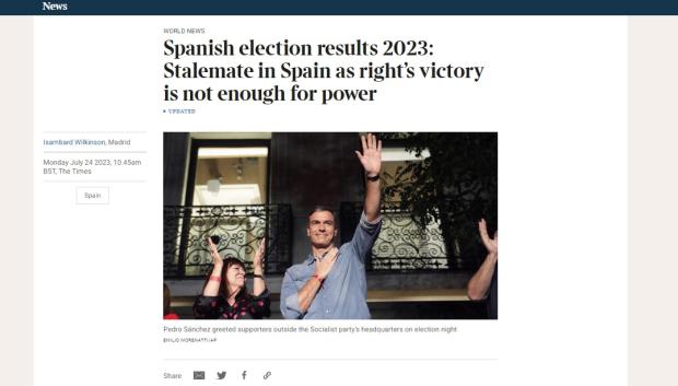 Elecciones en España en The Times