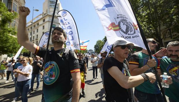 Una manifestación de Jupol en el centro de Madrid, en mayo de 2023