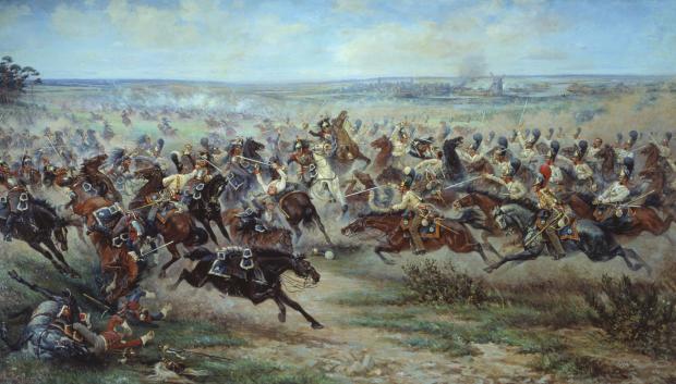Carga de la caballería de la Guardia Imperial Rusa contra coraceros franceses en la batalla de Friedland, 14 de junio de 1807