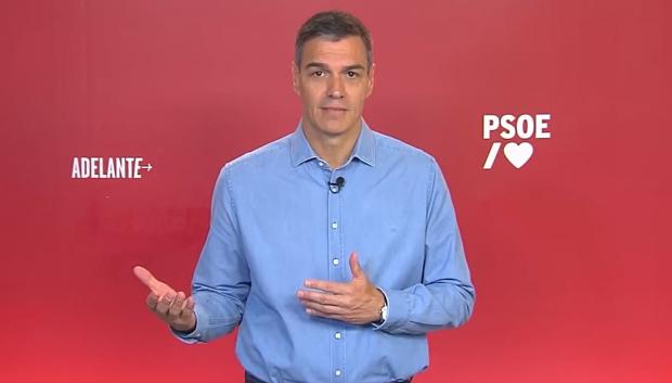 Pedro Sánchez, durante su mensaje difundido en redes sociales