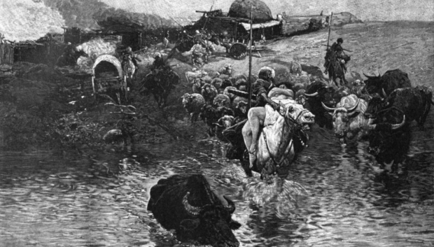 "Saqueo de un pueblo armenio por los kurdos", 1898 o 1899