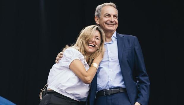 José Luis Rodríguez Zapatero y Yolanda Díaz, bromeando