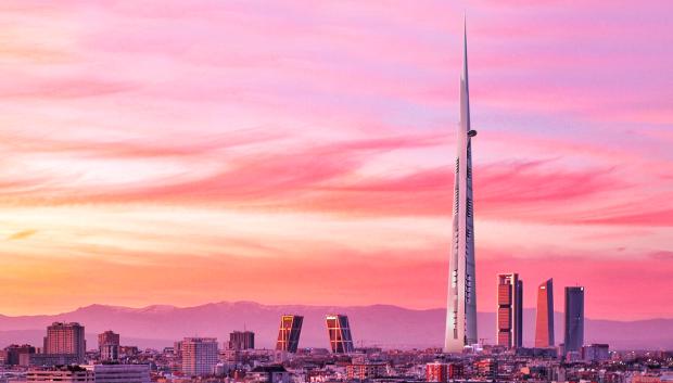 Así se vería la Jeddah Tower en el skyline madrileño