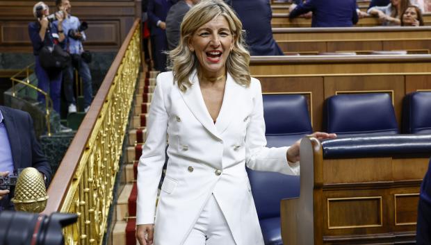 Yolanda Diaz during the first session of investiture President in the Congress of Deputies in Madrid, Spain, Tuesday 26 September 2023.
