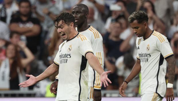 La alegría de Brahim en el que es su primer gol con el Real Madrid