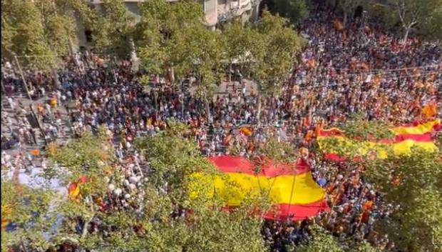 Imagen de la manifestación contra la amnistía, que desbordó el centro de Barcelona