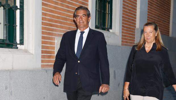 Cristina Bordon dos Sicilias and Pedro Lopez Quesada during funeral of Jaime Carvajal in Madrid on Thursday, 02 September 2021.