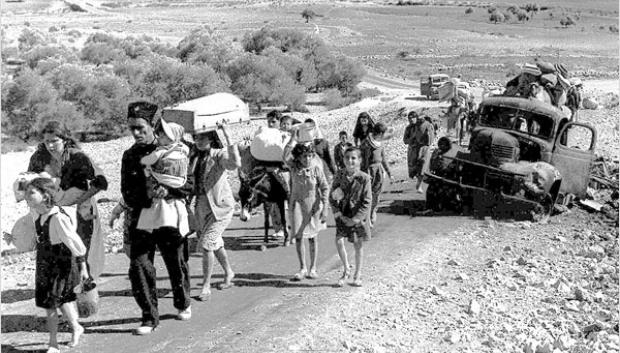 Refugiados palestinos camino al éxodo